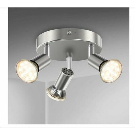 royaluxe -Plafonnier salle de bain LED éclairage lampe plafond sdb chrome 3 spots orientables IP44 GU10 Plafonnier de salle de bain