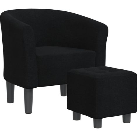 Poltrona lounge seduta comoda dal design moderno con poggiapiedi in tessuto nero DEC026430