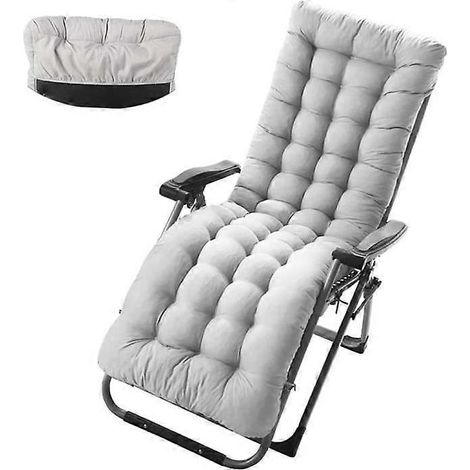 Coussin pour fauteuil inclinable, 170 cm x 56 cm, moelleux et épais, avec attaches, idéal pour les fauteuils inclinables zéro gravité, terrasse et piscine. (1/5)