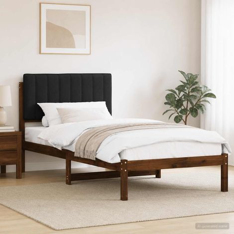 vidaXL Estructura de Cama con Cabecera Tapizada Marrón oscuro y negro (1/5)