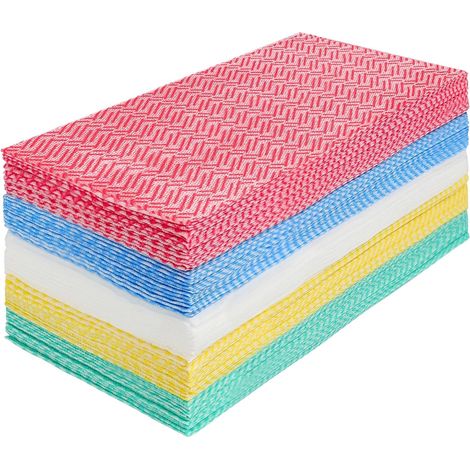 Serviettes de Nettoyage Réutilisables et Jetables - Chiffons Absorbants à Séchage Rapide - 60 Feuilles/Paquet (5 Couleurs) (1/5)