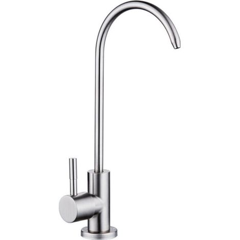 Tigrezy 1/2 '' Col de Cygne Robinet de Zinc à Poignée Unique Robinet Rotatif à 360 ° Chromé avec Filtre à Eau Potable à Osmos Inverse pour Cuisine Cisea (1/4)