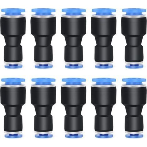 Lot de 10 réducteurs de tube droit de 8 mm de diamètre extérieur x 6 mm de diamètre extérieur pour accessoires de connexion, raccords pneumatiques, connecteur réducteur de tuyau (1/5)