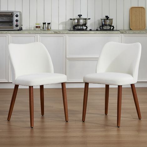 Wahson Lot de 2 Chaises de Salle à Manger en Lin, Chaise Rembourrée pour Maison et Cuisine, Chaise de Cuisine avec Pieds en Bois, Beige (1/5)