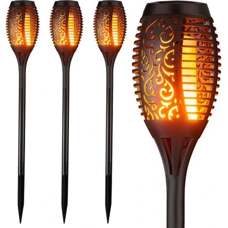 4x Solar-LED-Lampe mit Fackel-Flammeneffekt