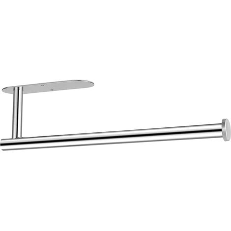 1 - Porte-Essuie-Tout - Support Mural - Acier Inoxydable Chromé - Installation Adhésive ou à Vis - Cuisine Salle de Bain - Argent - 33,5x8,9cm (1/5)