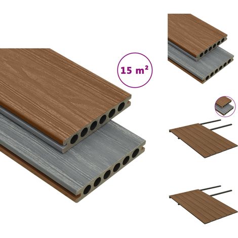 Fußböden & Teppichböden - Living WPC Terrassendielen mit Zubehör Braun und Grau 15 m² 4 m (1/5)