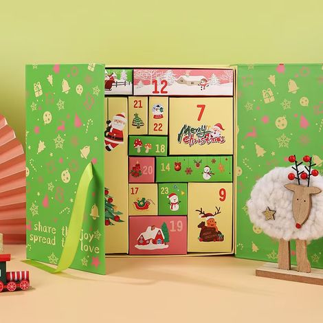 Coffret cadeau surprise de Noël 2024, petit coffret cadeau, calendrier de l'Avent, boîte vide verte (1/5)
