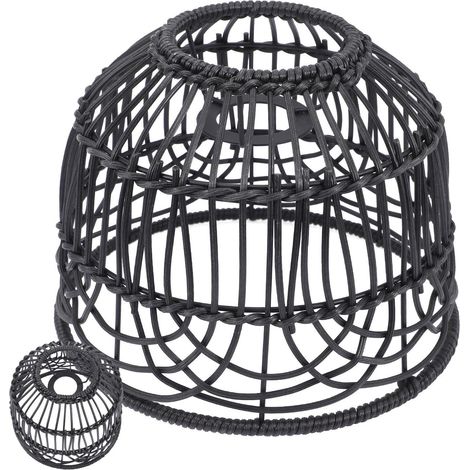 Hand-woven rattan pendant lampshade for ceiling light, simple and classic design, for bedroom or hotel, replacement for metal and rattan lampshades (1/5)