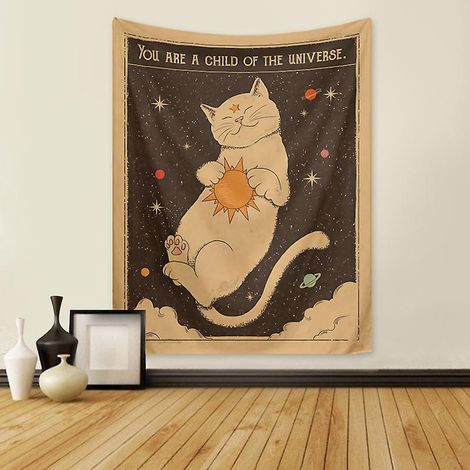 130x150cm Chat Noir Tenture Murale Tapisserie Pour La Nature Dcorations Couvre-lit Courverture Pour La Maison Salon Chambre Dortoir Dcor (1/3)