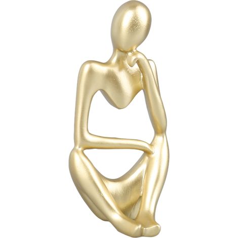 Statuette en résine dorée, penseur abstrait, figurine décorative Thinker pour salon, bureau, étagère, style classique, or, sculpture philosophique. (1/5)