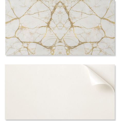 Panel de pared de vinilo impreso para comedor, 100x50 cm, dise帽o de m谩rmol con vetas.