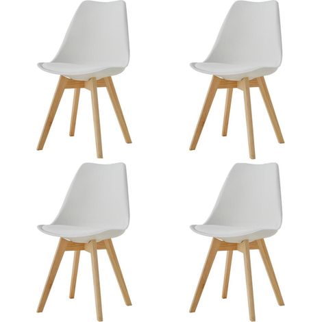 4er-Set Esszimmerstühle mit Buchenholzbeinen, ergonomisch, weiß (1/5)