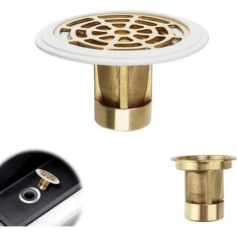 Siphon de Sol avec Siphon - Siphon Anti-odeurs en cuivre pour Douche, Baignoire et évier de Cuisine - Convient pour Un diamètre de Trou de 27 à 55 mm avec Joint en Caoutchouc (1/5)