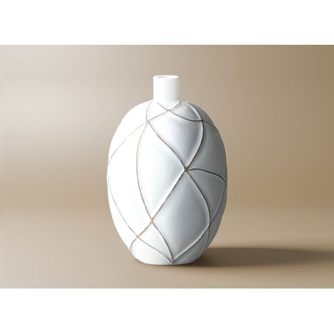 Vase boule en polyrésine blanc H31 cm LUNA (1/2)