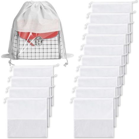 Lot de 15 sacs à poussière en tissu non tissé, résistant à la poussière, sac à cordon avec fenêtre transparente (1/5)