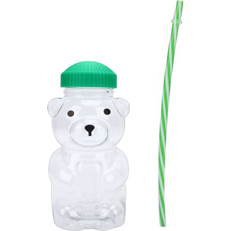 Tasse à boisson en forme d'ours transparent, jolie boisson froide réutilisable avec couvercle et paille pour jus, lait, thé, Cocktail, cafés, Bar, Restaurants (1/5)