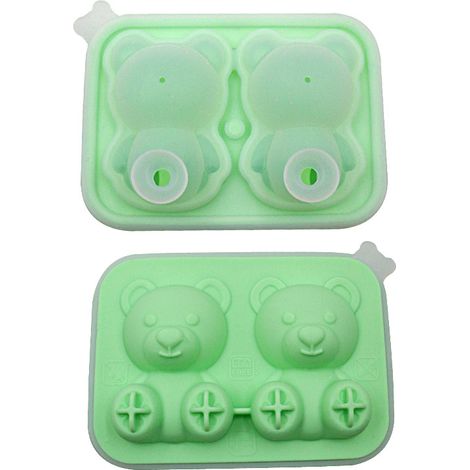 Silikon-Eiswürfelform in Bärenform – Trendige Eisform für Eis am Stiel und Eiscreme, wiederverwendbare kugelförmige Eiswürfelbox für den Haushalt (Avocadogrün, 1 Stück)-lsw (1/2)
