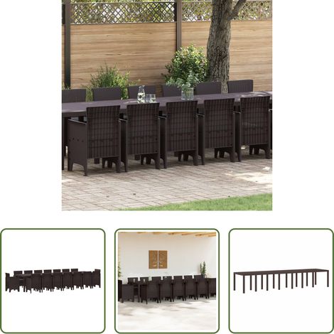 Gartenstuhl - Garten-Esszimmergarnitur mit Kissen mit Kissen 17 pcs Braun PP (1/5)