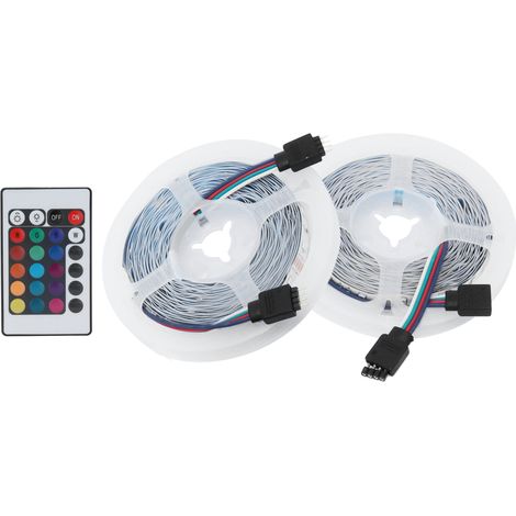 Bande lumineuse LED multicolore RGB de 10 m, 600 LED, intensité variable, idéale pour la décoration de fêtes à la maison. (1/5)