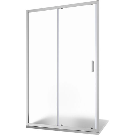 Porte de douche coulissante pour niche 140cm Profils Aluminium Chromé 6 mm Verre 6 mm Moulé Ajustable 137-141cm h185 - Réversible Mod. Tonga (1/5)