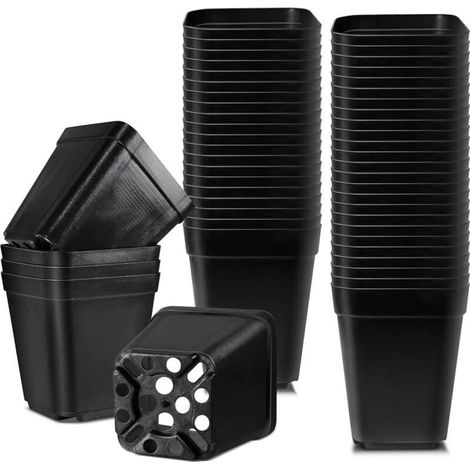 Kaelt - Pots pour Semis, 5.5cm 100 Pieces Pots de Pépinière, Plastique Réutilisables Carré Pot semis/Godets Semis/Pot de Repiquage/Pot de Culture pour la Plantation Intérieure et Extérieure (1/5)