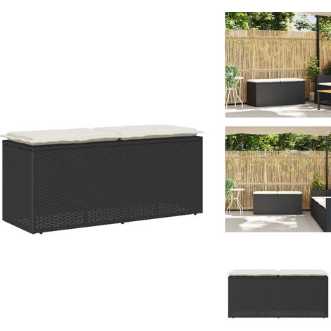Banc de jardin avec coussin noir 110x40x44 cm résine tressée - Banc De Jardin - Bancs De Jardin - Banc D'extérieur - Banc De Parc (1/5)