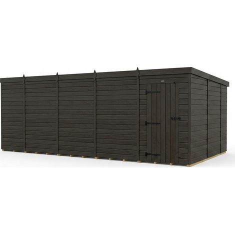19ft x 10ft Composite Pent Garden Shed Single Door No Windows - Composite - L579 x W305 x H210 cm - Grey