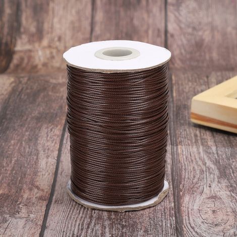 Collier tressé à la main écologique en fil ciré de 160 mètres, fil de coton de 1 mm (n° 28, couleur café) (1/3)