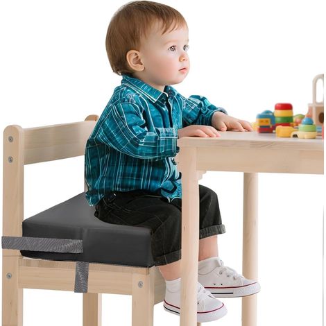 Coussin Rehausseur Chaise Enfant, Réhausseurs Chaise avec 2 Sangles, Boucle de Sécurité, Facile à Prendre en Hauteur, Facile à Nettoyer, Amovible,Rehausseur de Chaise pour enfant (1/5)