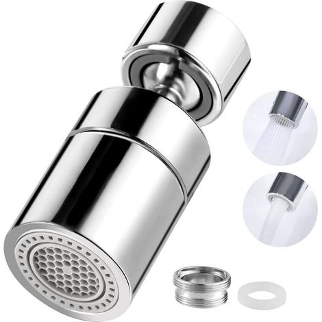 360° Pivotant Aérateurs de Robinet, M22/M24 Mousseur Robinet Économiseur d'Eau, 2 Modes Embout Robinet Cuisine Rotatif Grand Angle Chromé (1/5)