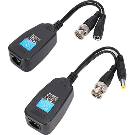 Émetteur-récepteur Balun de Puissance Vidéo CCTV Coaxial BNC Passif vers Connecteur RJ45, Câbles de Caméra de Surveillance (1/5)