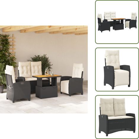 Cuscini per seduta - vidaXL Set da Pranzo da Giardino 4 pz con Cuscini Nero in Polyrattan - Cuscini per schienale