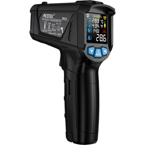 Trywise Thermomètre infrarouge, testeur de température numérique portable sans contact avec écran LCD couleur pour la cuisine, les réparations à domicile, la mesure de l'humidité, l'émissivité réglabl (1/4)