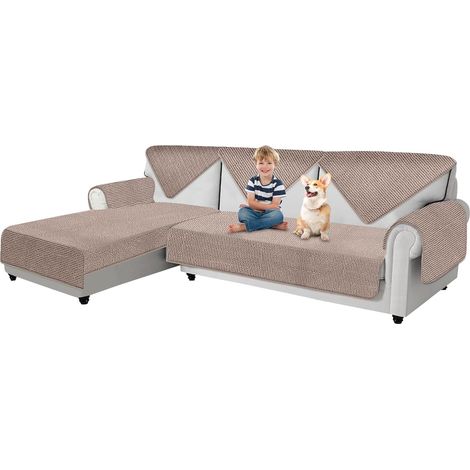 Housses de Canapé en Chenille 1/2/3/4 Places en Forme de L, Couvre Canapé Protege Housse de Protection Épaisse Universelle Antidérapante pour Salon (Taupe,70x70cm) (1/5)