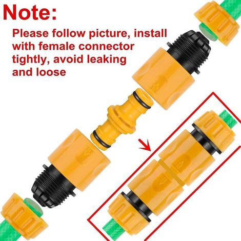 Raccords de tuyau à connecteur Double mâle, 6 pièces, pour joindre le Tube de tuyau d'arrosage (jaune) (1/3)