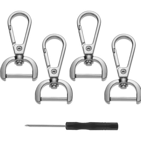 Lot de 4 mousquetons à vis en métal, crochets pivotants à 360 ° (1/5)