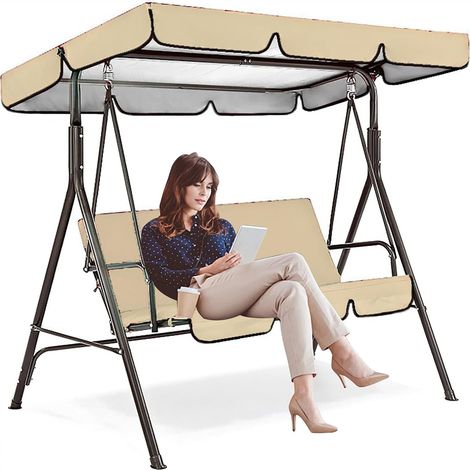 Toit Rechange Balancelle – Canopée Imperméable 2-3 Places, Beige 142x120x18cm