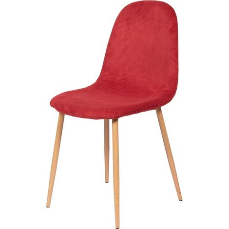 Amadeus - Chaise de salle à manger en velours côtelé rouge et métal Scala (lot de 6) (1/4)