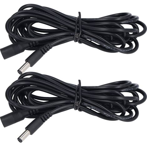 Câble d'extension pour lampe solaire LED (lot de 2), câble de connexion d'alimentation avec surveillance, 5,5 x 2,1 mm, 12 V/24 V CC