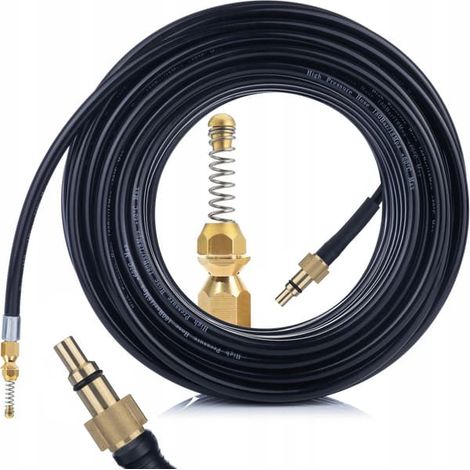 Ecleanfy - Tuyau de vidange 10 m avec buse à ressort – Laiton Haute pression Compatible avec Lavor, Parkside PHD, Kanwod 150/180 (1/5)