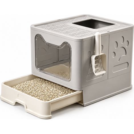 Geschlossener Katzen-Sandkasten mit oberem Eingang und herausziehbarer Schublade Default Title (1/5)