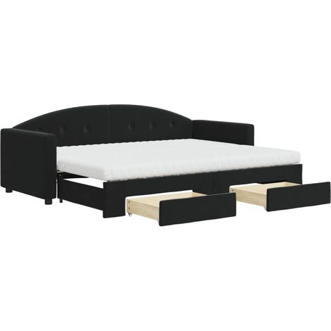 Maison Exclusive - Lit de jour avec gigogne et tiroirs noir 80x200 cm velours