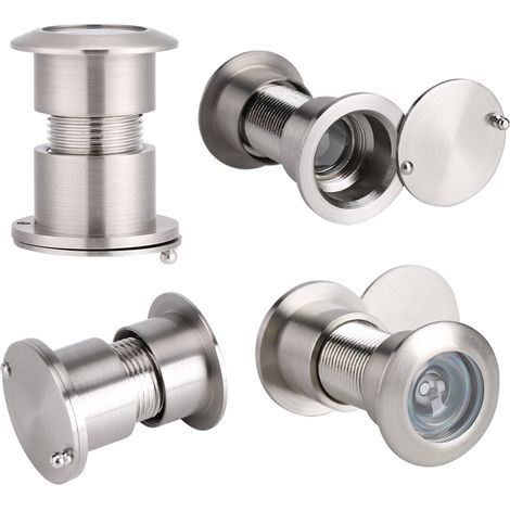 28 mm breites Türspionloch mit robuster Sichtschutzabdeckung aus gebürstetem Chrom. (1/5)