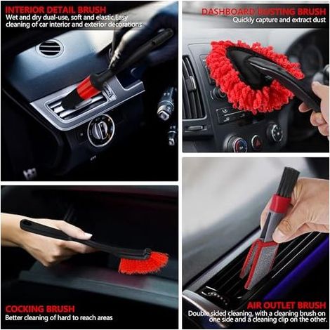 Autoreinigungsset, Set aus Reinigungsbürsten und Bohrmaschinenbürsten-Aufsätzen mit tragbarem Tragekoffer, geeignet für Felgen und Windschutzscheiben. (1/5)