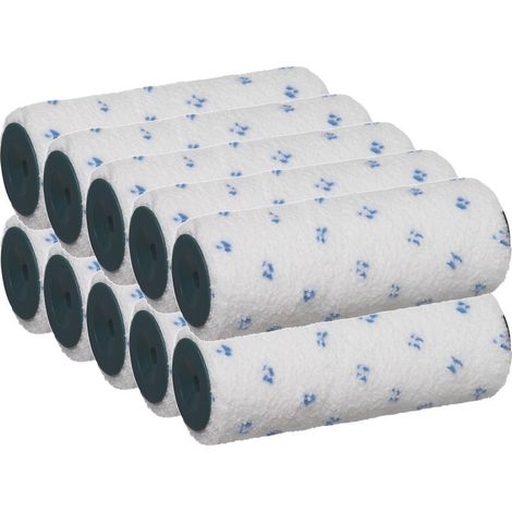 Lot de 10 rouleaux microfibres tissées L.180 – Poils courts 10 mm – Pour peintures aqueuses – Application uniforme sans coulures – Rota - MICROSTAR10 (1/2)