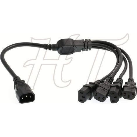 HangTon IEC320 C14 4 x C13 UPS PDU Y Splitter Computer PC Cordon d'alimentation 10A 250V Câble d'extension (60cm (24in)) (1/4)