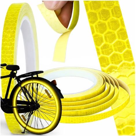Ruban réfléchissant jaune auto-adhésif 8 m – Ruban réfléchissant pour vélo, voiture et moto 1 cm