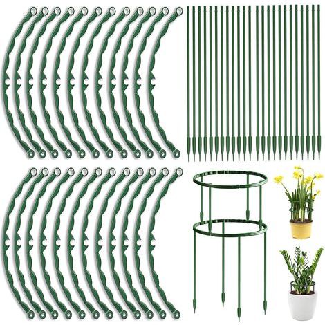 Lot de 48 Anneaux de Support Ronds en Plastique pour Plantes 25 x 14 cm pour Le Jardin pour Plantes, Fleurs, légumes (1/5)