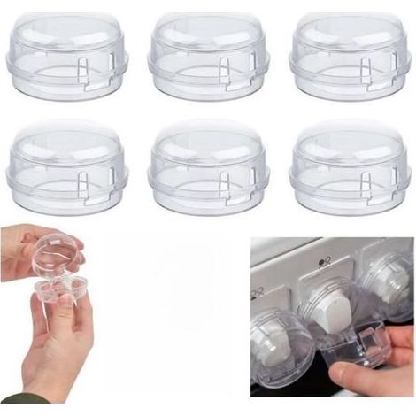 pair Cache-Boutons de Cuisinière à Gaz, 6 Pcs Bouton de Sécurité Four, Couverture De Bouton Transparent, Protections Du Bouton Poêle (1/4)